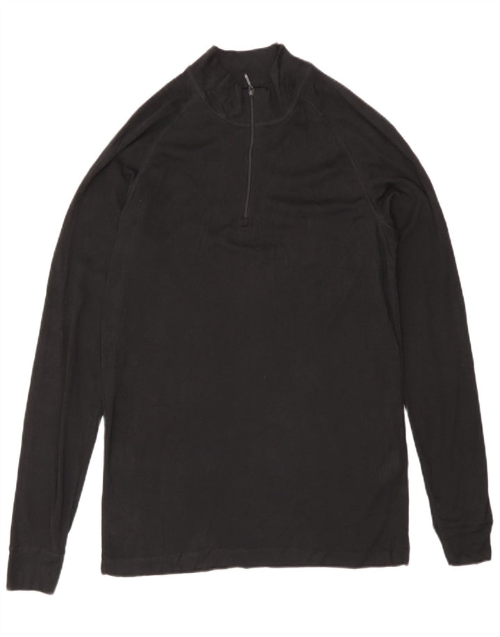 Mountain Warehouse Top da tuta pullover con zip e collo da uomo piccolo nero