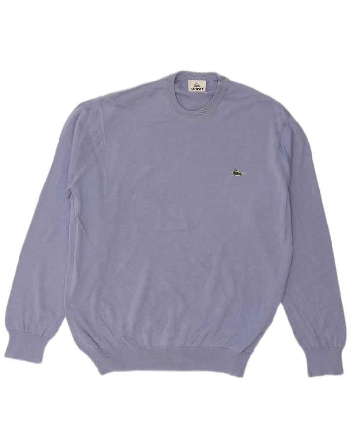 LACOSTE Maglione girocollo da uomo taglia 5 grande cotone blu