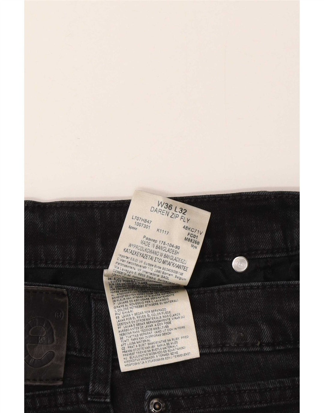 Jeans Lee Daren Zip Fly Slim da Uomo W36 L32 Cotone Grigio