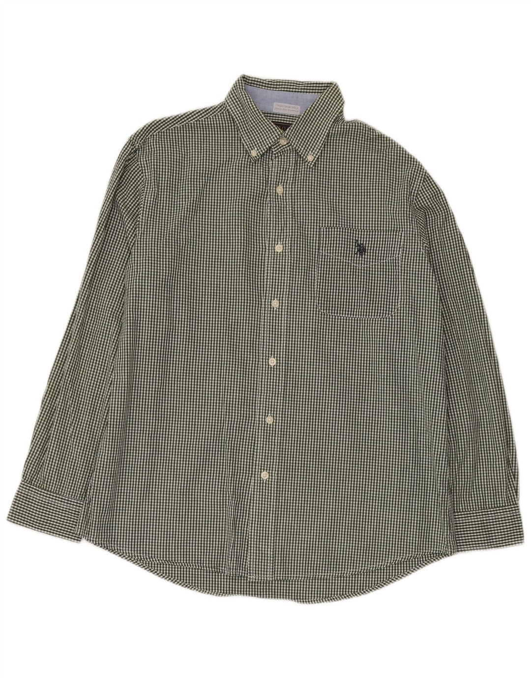 POLO ASSN. Camicia da uomo in cotone a quadretti verde medio