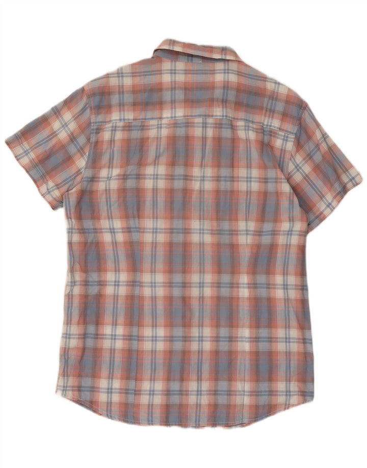 Camicia slim da uomo a maniche corte Wrangler XL in cotone a quadri blu