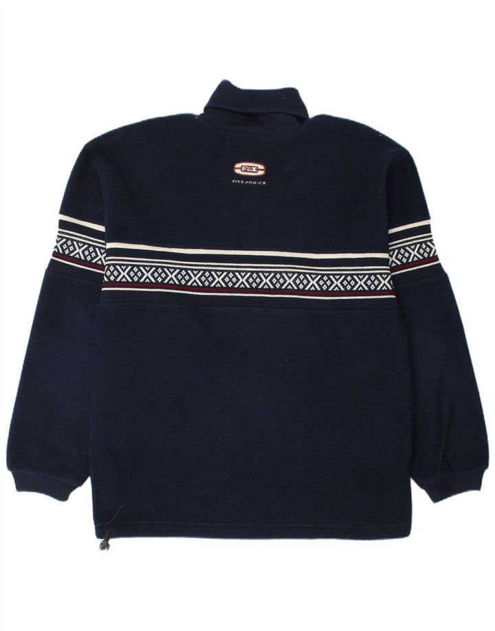 Maglione in pile da uomo Fire and Ice medio blu navy poliestere Fair Isle