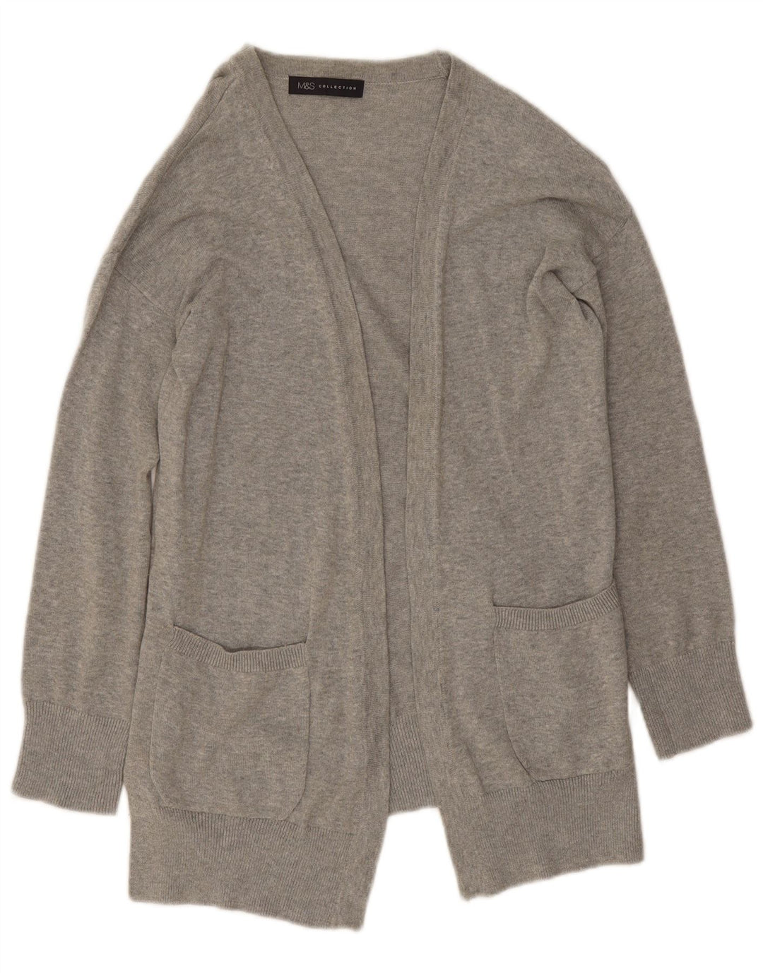 Maglione cardigan aperto da donna Marks & Spencer UK 10 piccolo grigio
