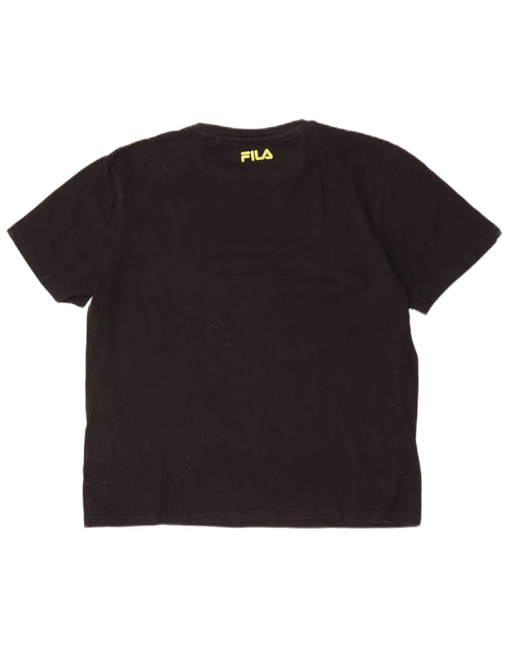 T-shirt grafica da uomo Fila Top in cotone nero medio