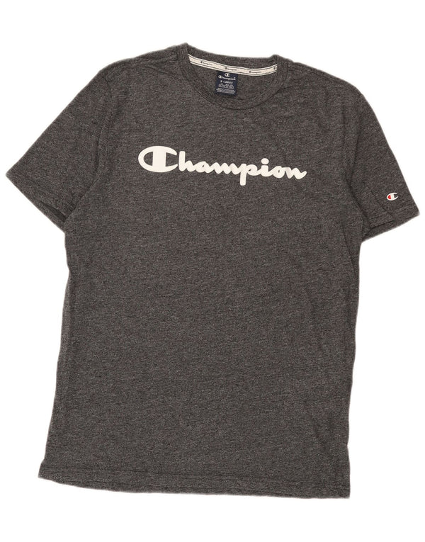 T-shirt grafica da uomo Champion Top XL in cotone chiazzato grigio