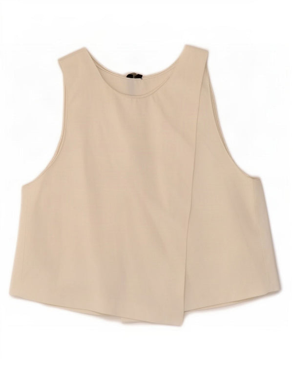 Top corto senza maniche da donna Zara in camicetta UK 12 viscosa bianco sporco medio