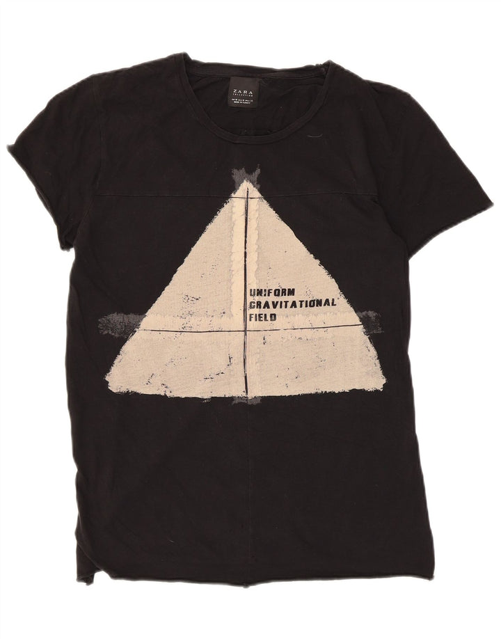 T-shirt grafica da donna Zara Top UK 12 media nera