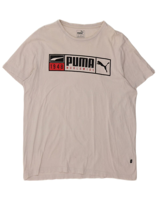 T-shirt grafica da uomo Puma Top XL in cotone bianco