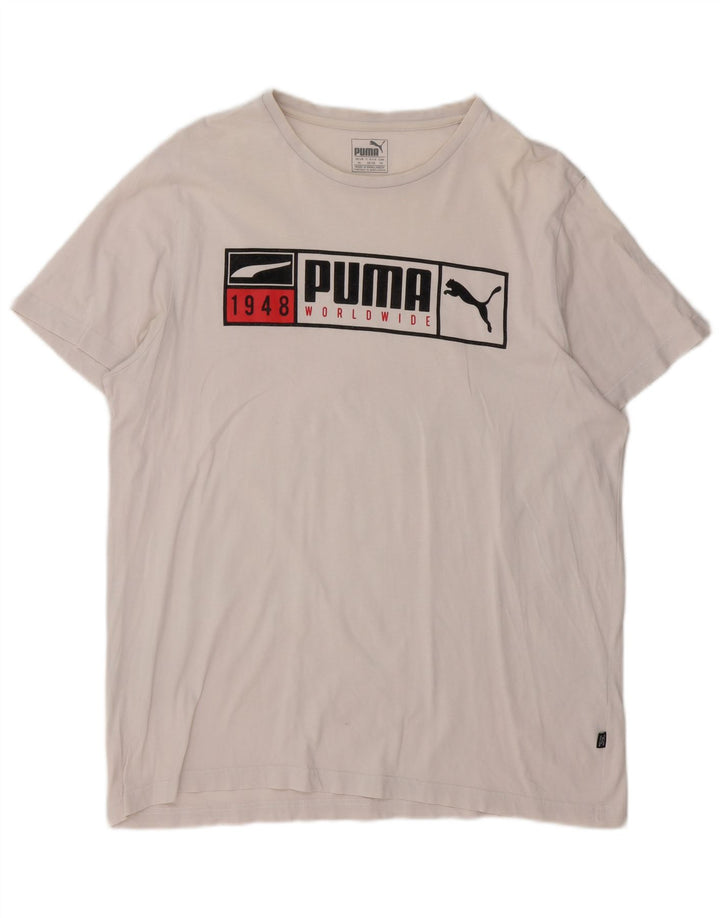 T-shirt grafica da uomo Puma Top XL in cotone bianco