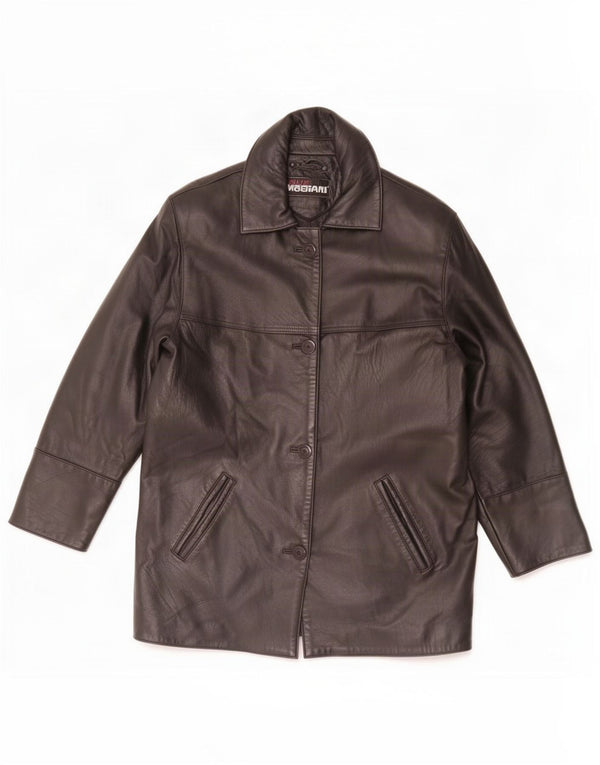 Giacca in pelle oversize da donna Giorgio Mobiani UK 10 piccola nera