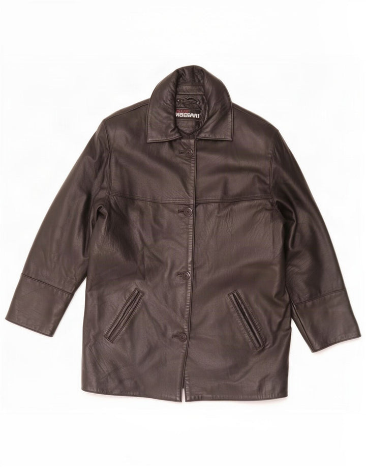 Giacca in pelle oversize da donna Giorgio Mobiani UK 10 piccola nera