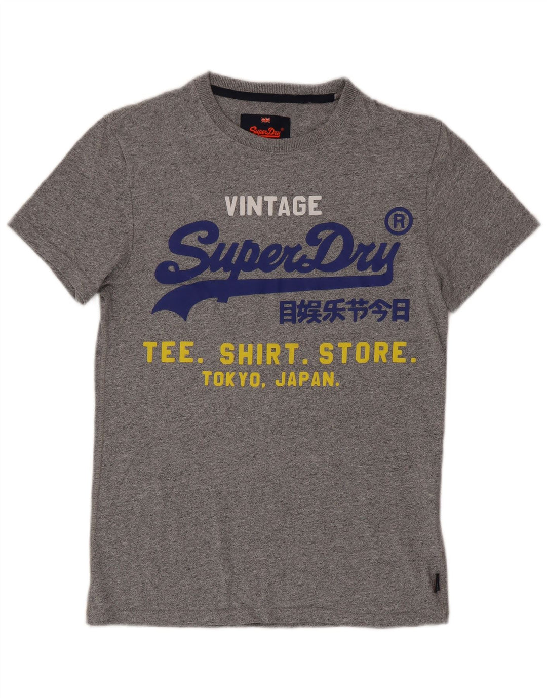 T-shirt grafica da uomo Superdry Top in cotone chiazzato grigio piccolo