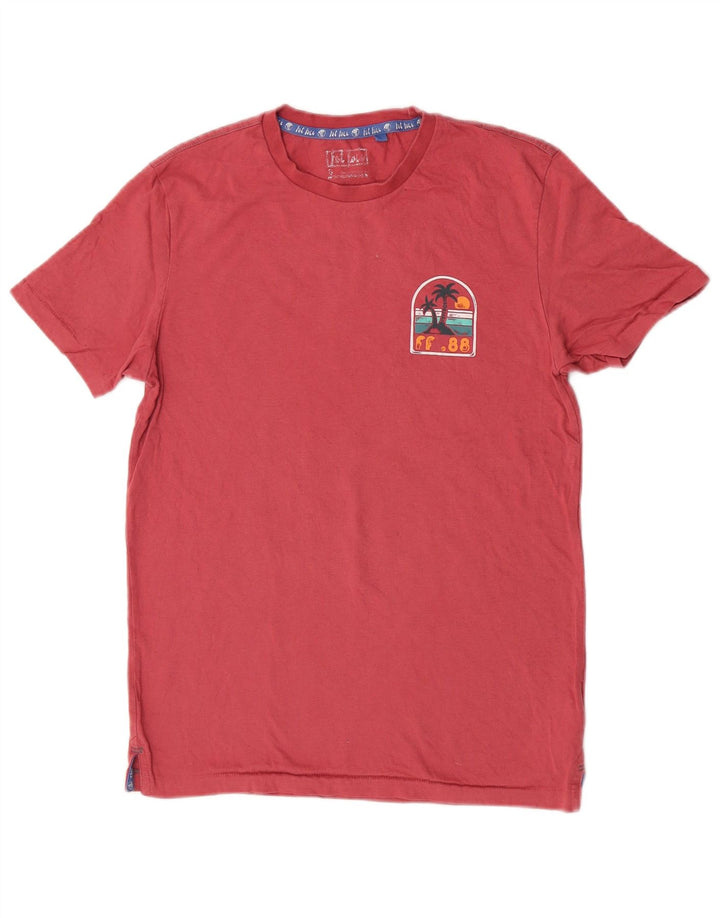 T-shirt grafica da uomo Fat Face Top piccola spiaggia di cotone rosa
