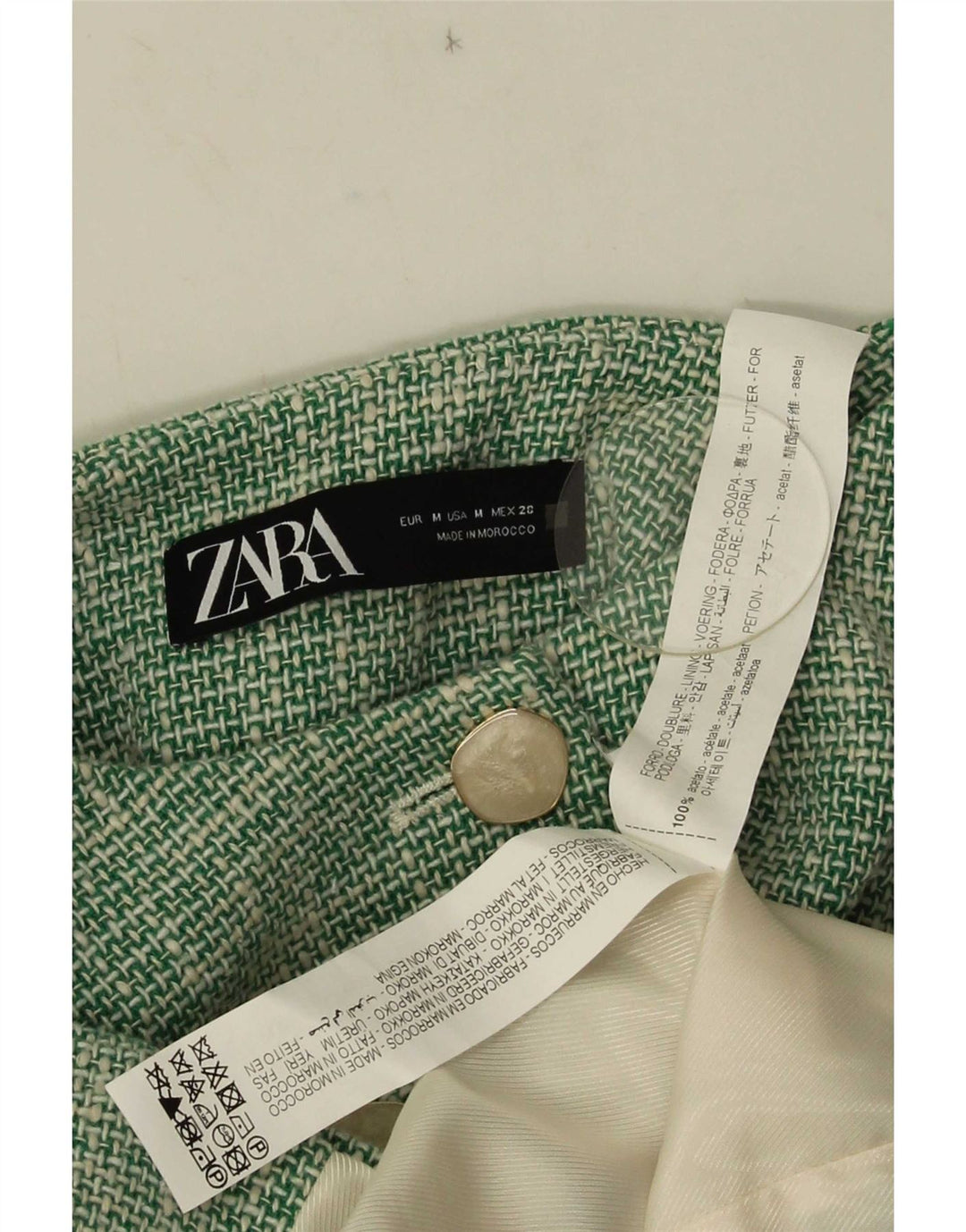 Giacca blazer corta da donna a 3 bottoni Zara UK 14 acetato verde medio