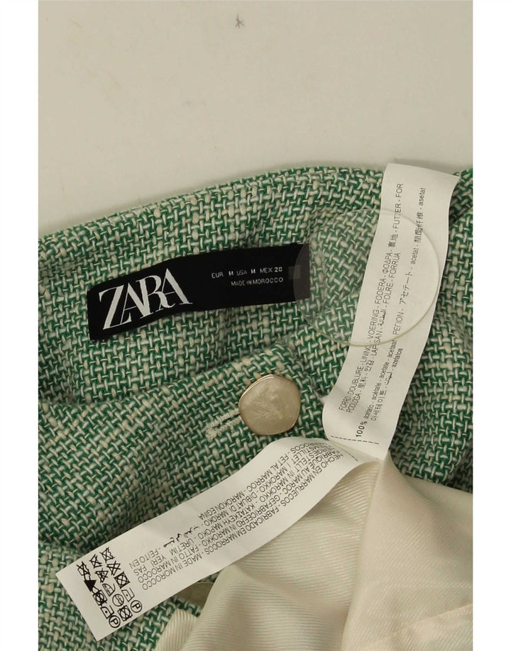 Giacca blazer corta da donna a 3 bottoni Zara UK 14 acetato verde medio