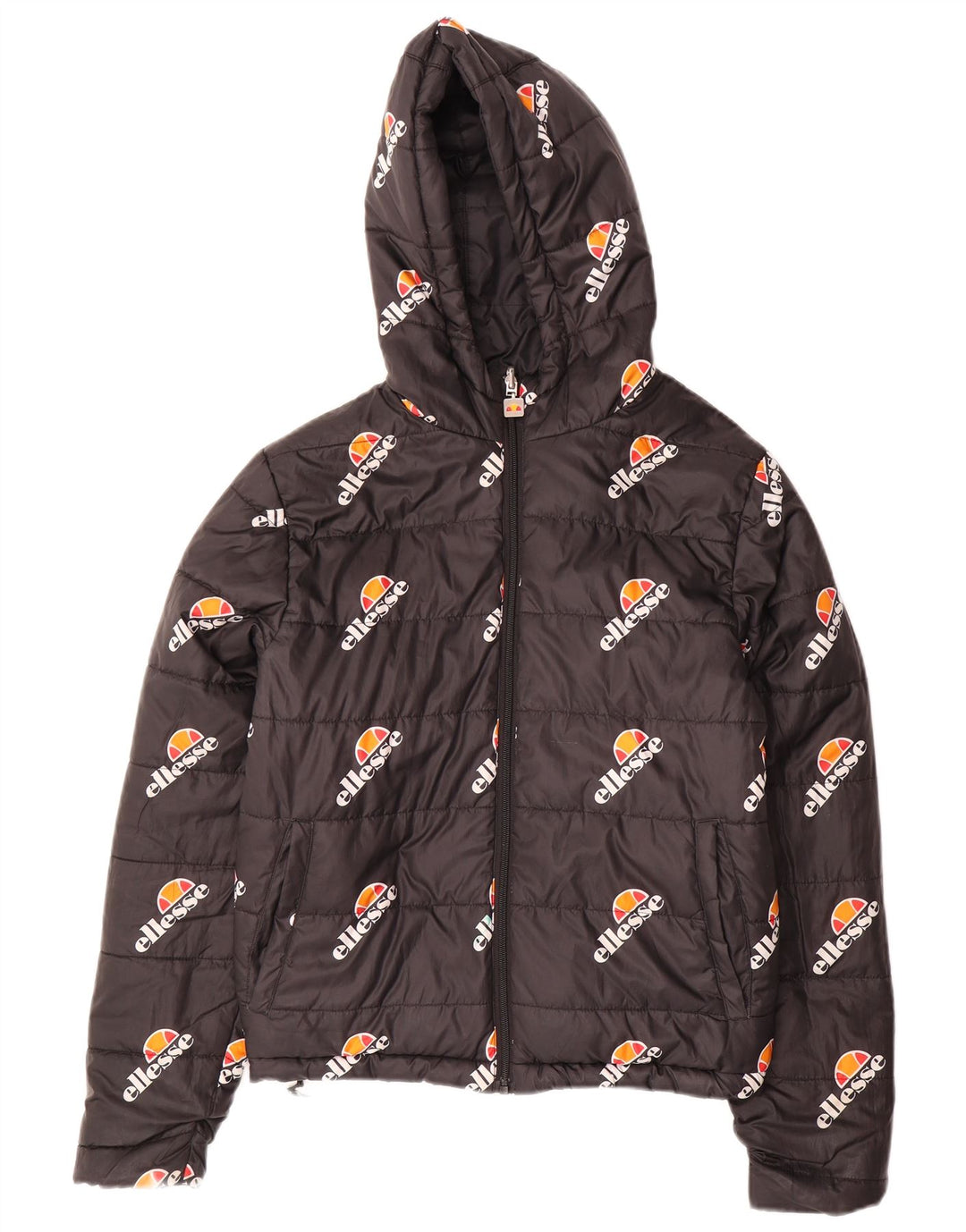 Giacca imbottita reversibile con cappuccio oversize da donna Ellesse UK 8 piccola nera