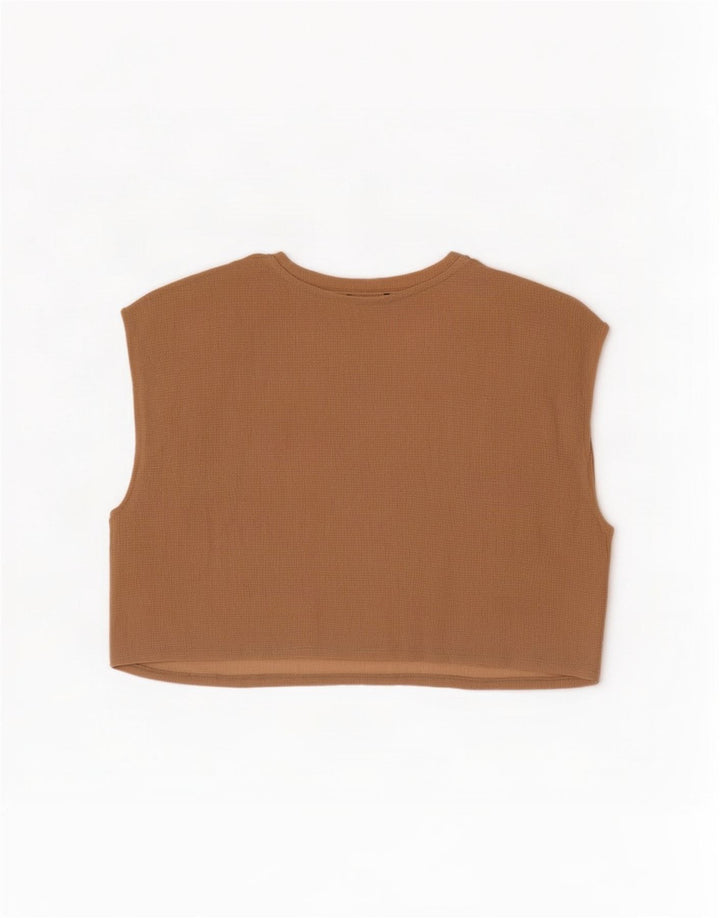 Camicetta oversize senza maniche corta da donna Zara UK 10 piccola Beige