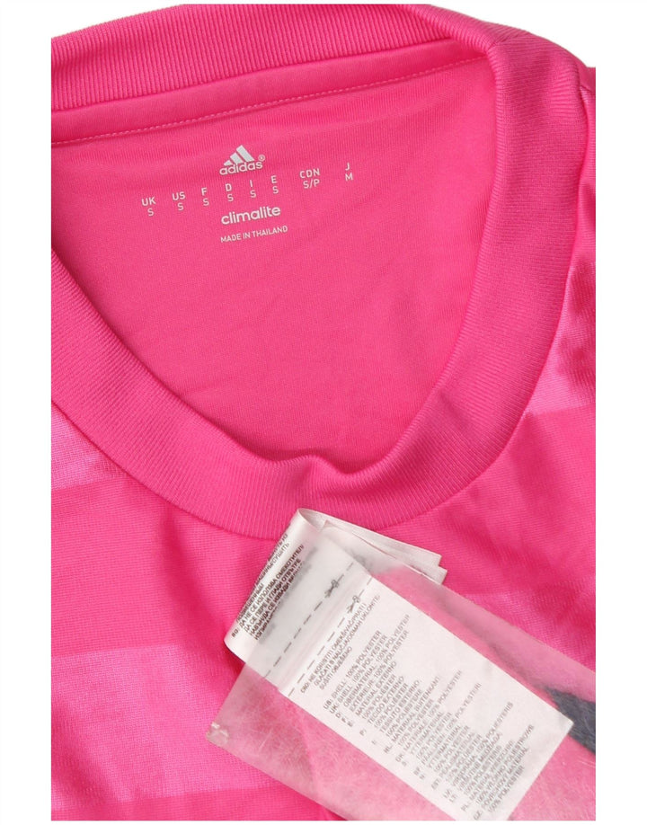 T-shirt Adidas Climalite da uomo, piccola, in poliestere a righe rosa