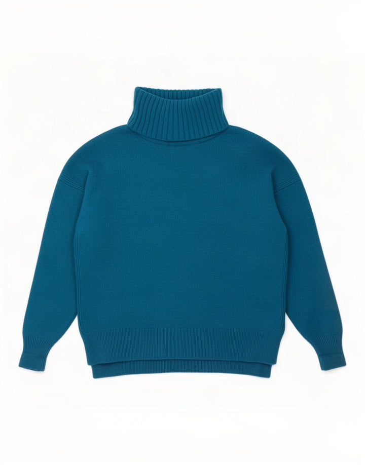 L.K. Maglione maglione a collo alto da donna Bennett UK 14 Lana blu medio