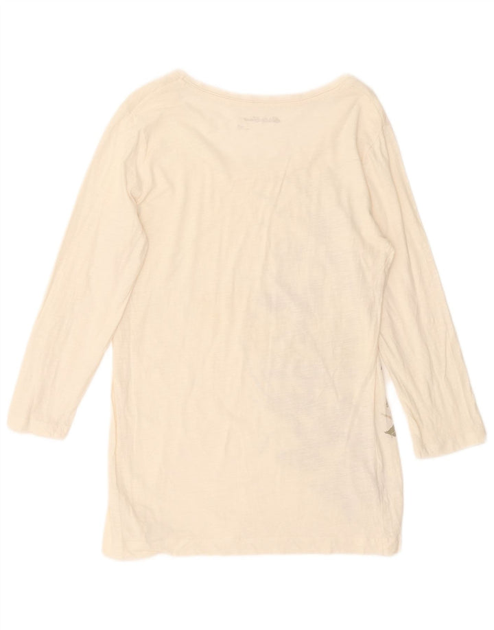 Top tunica da donna Eddie Bauer UK 12 medio bianco sporco floreale