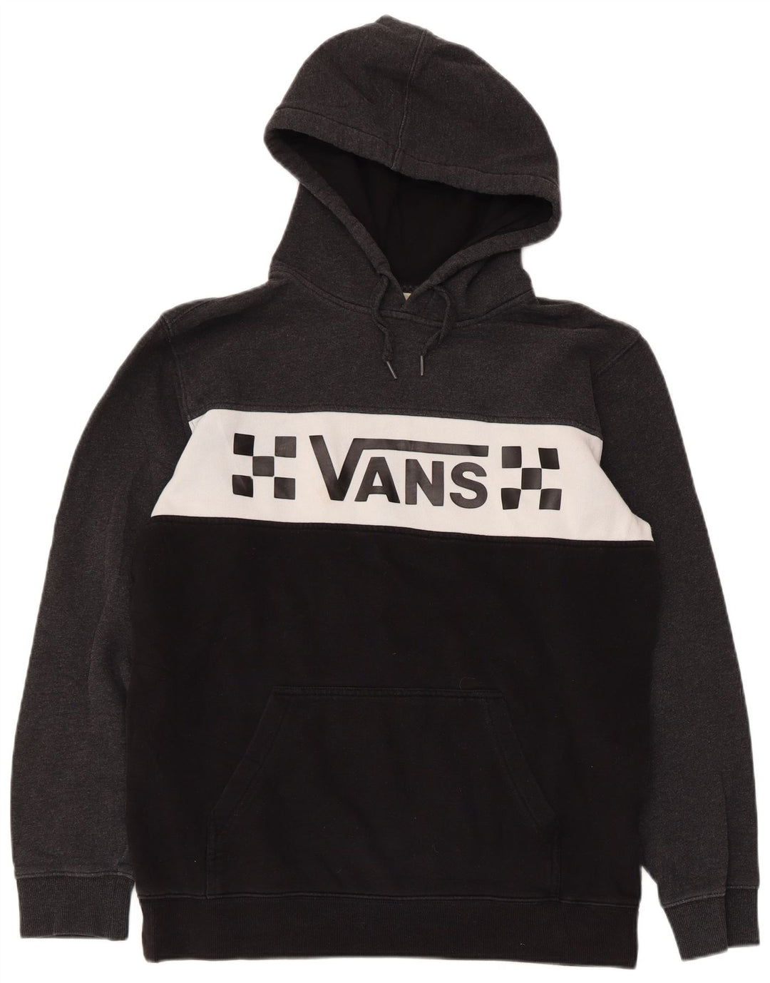 Felpa con cappuccio grafica da uomo Vans in cotone color block grigio medio