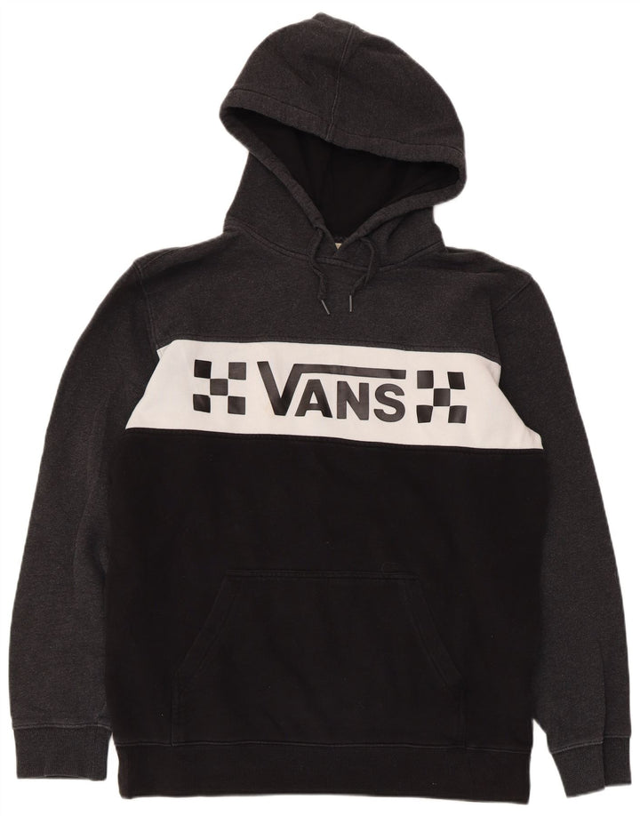 Felpa con cappuccio grafica da uomo Vans in cotone color block grigio medio