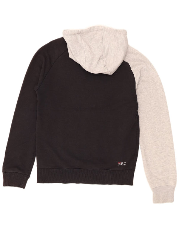 Felpa con cappuccio da uomo con vestibilità regolare grafica Fila XS in cotone color block nero