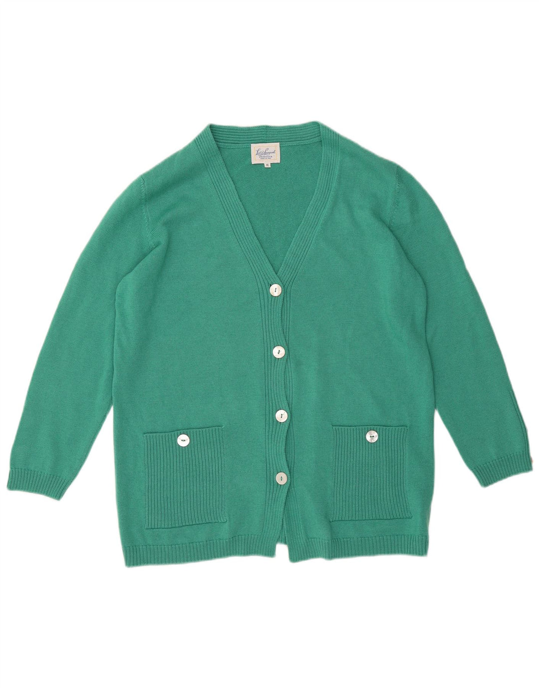 LUISA SPAGNOLI Maglione cardigan da donna UK 14 Lana verde medio