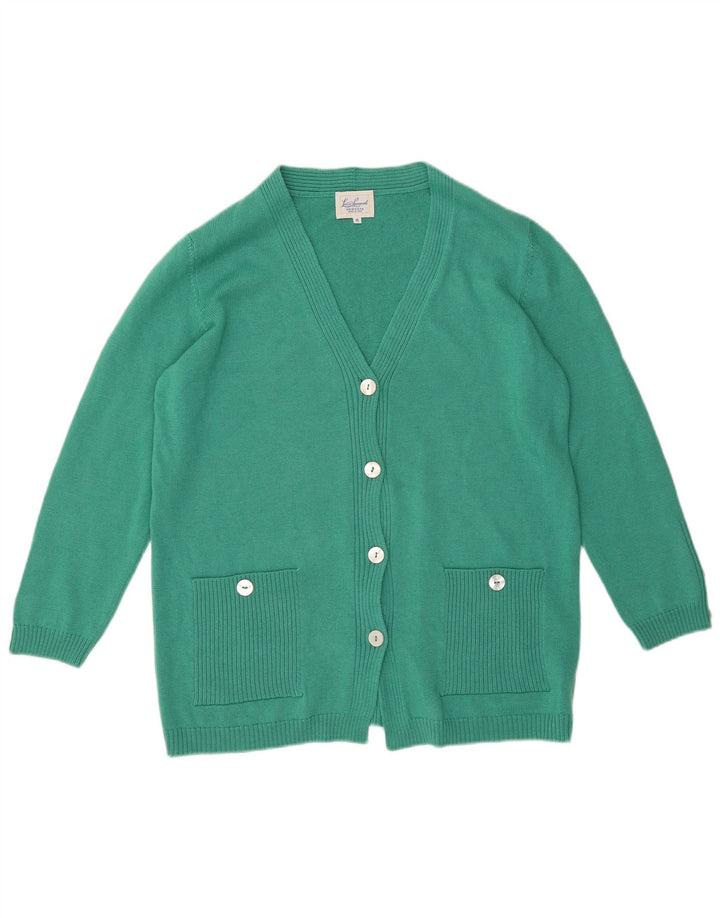 LUISA SPAGNOLI Maglione cardigan da donna UK 14 Lana verde medio