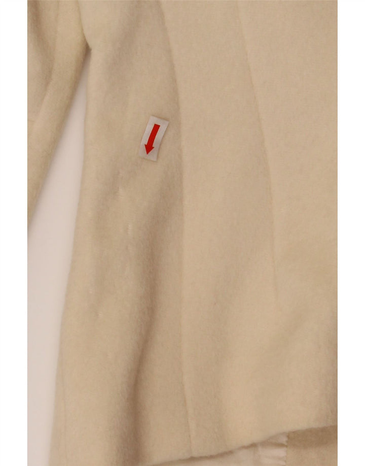 VINTAGE Womens 3/4 Sleeve 1 Button Blazer Jacket IT 42 Medium Beige Wool Vintage Vintage and Second-Hand Vintage from Messina Hembry 