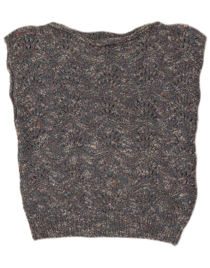 Canottiera vintage da donna UK 14 grigio medio chiazzato