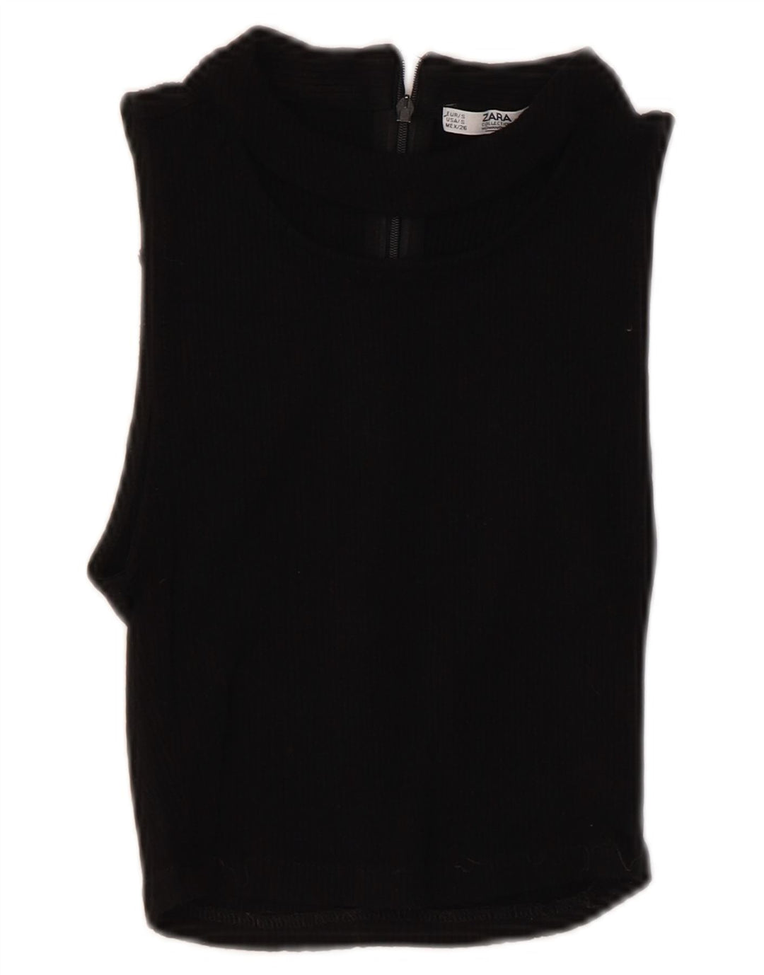 Top corto senza maniche da donna Zara UK 8 Small in viscosa nera