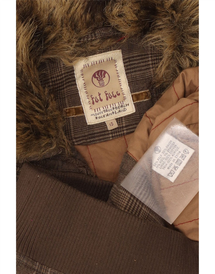 Gilet da donna Fat Face UK 12 Poliestere pied de poule marrone medio