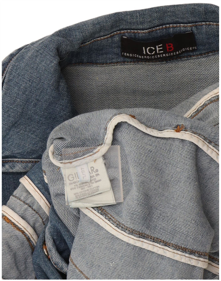 Giacca in denim con maniche a 3/4 corta da donna Iceberg IT 46 Large in cotone blu