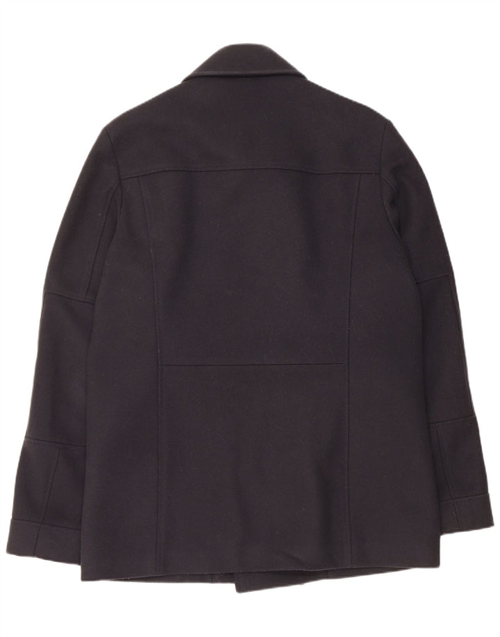 Cappotto da marinaio da uomo Hugo Boss UK 40 grande lana vergine blu navy