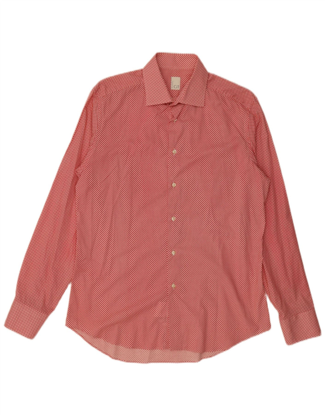 Camicia da uomo vintage taglia 40 15 3/4 cotone geometrico rosso medio