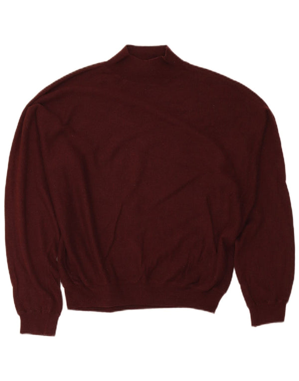 Zara Womens Oversized Turtle Neck Jumper Sweater UK 14 Medium Burgundy