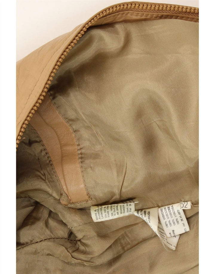 VINTAGE Womens Leather Jacket IT 52 2XL Beige Leather Vintage Vintage and Second-Hand Vintage from Messina Hembry 