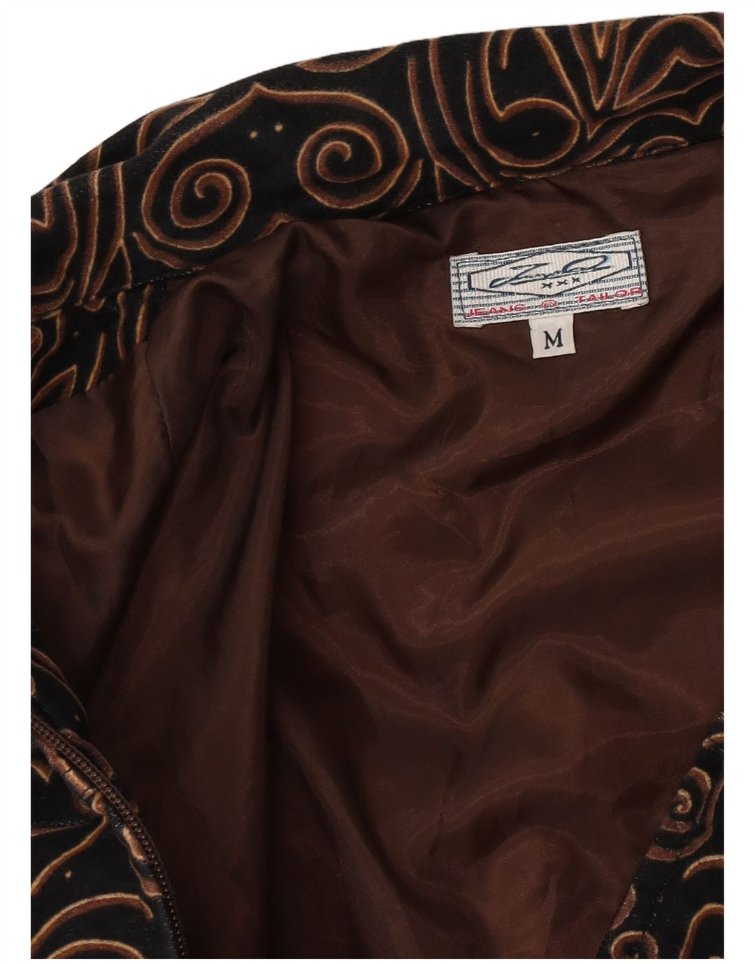 Giacca utilitaria vintage da donna UK 14 media nera Paisley