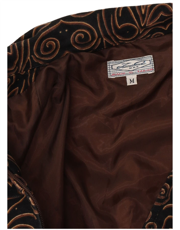 Giacca utilitaria vintage da donna UK 14 media nera Paisley
