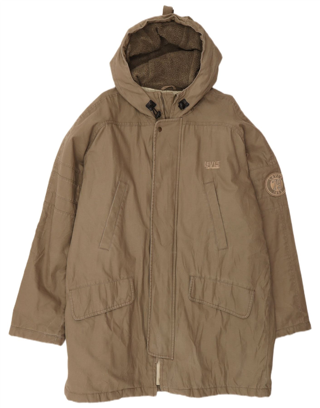 Giacca parka con cappuccio da uomo Levi's UK 40 grande cotone beige