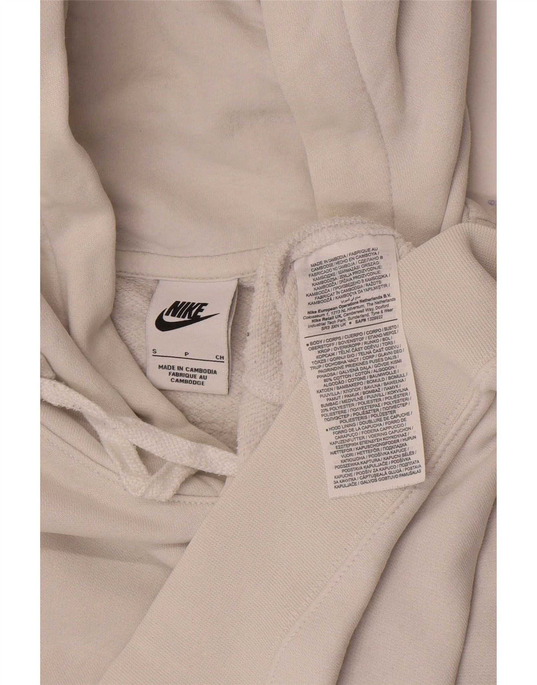 Felpa con cappuccio da uomo Nike Small in cotone bianco