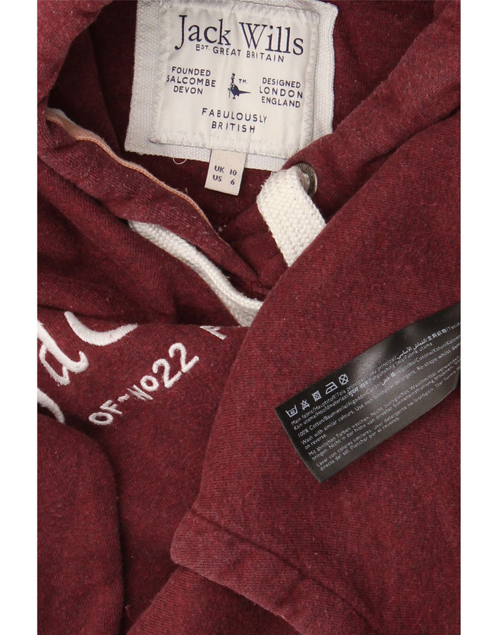 Maglione con cappuccio oversize da donna Jack Wills UK 10 piccolo cotone bordeaux
