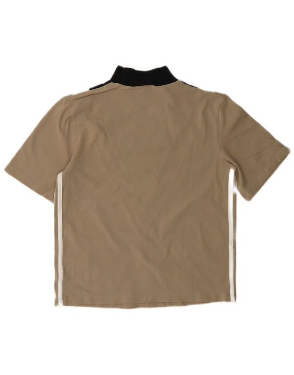 Maglietta grafica da donna Adidas Top UK 8 Small Beige Colourblock Cotton