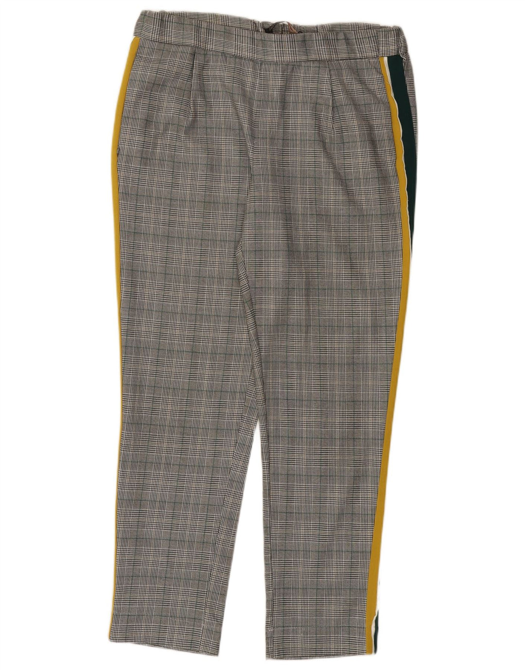 Pantaloni casual dritti da donna ZARA medi W28 L27 poliestere scozzese grigio