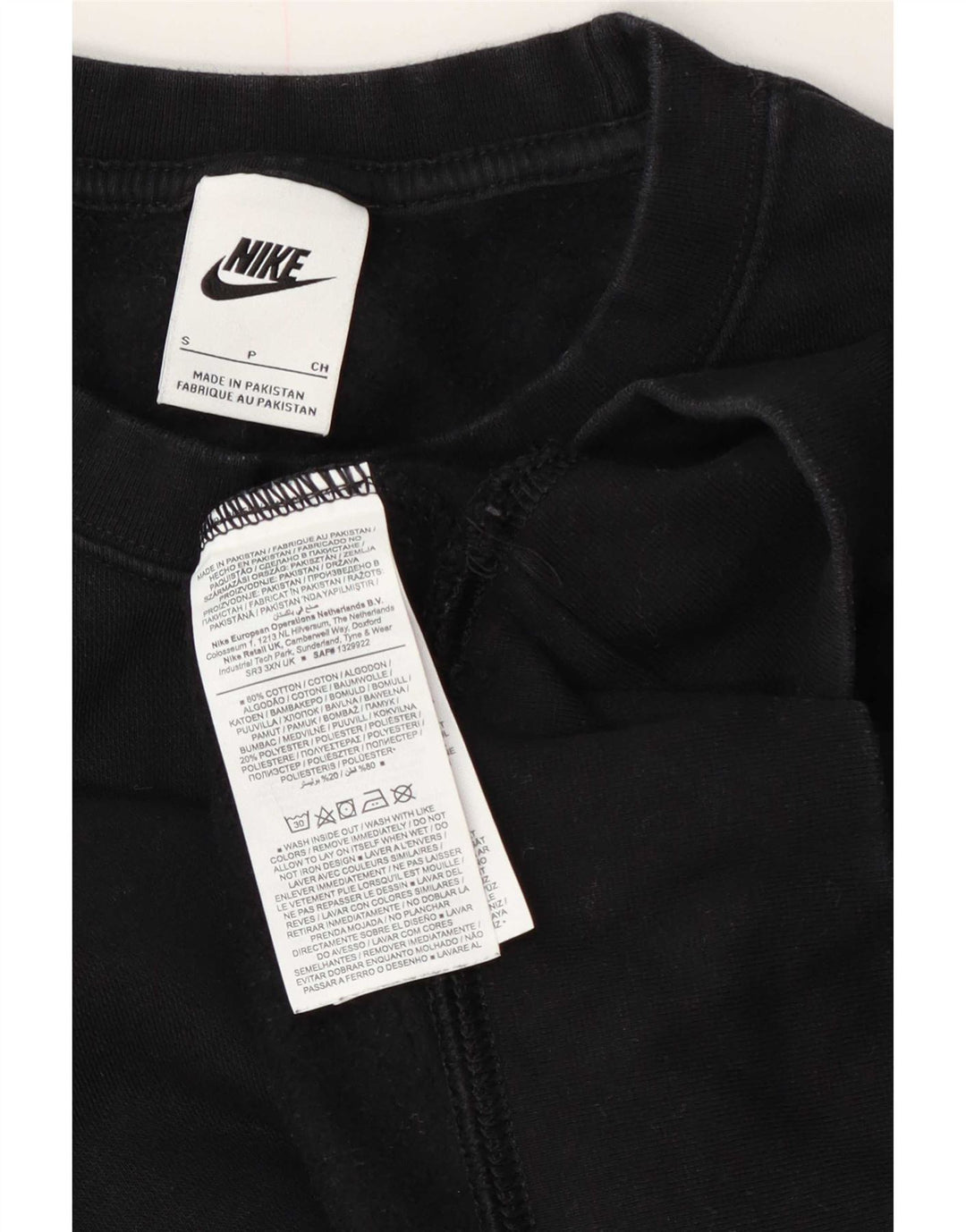 Felpa corta oversize da donna Nike, maglione UK 10, piccola, cotone nero