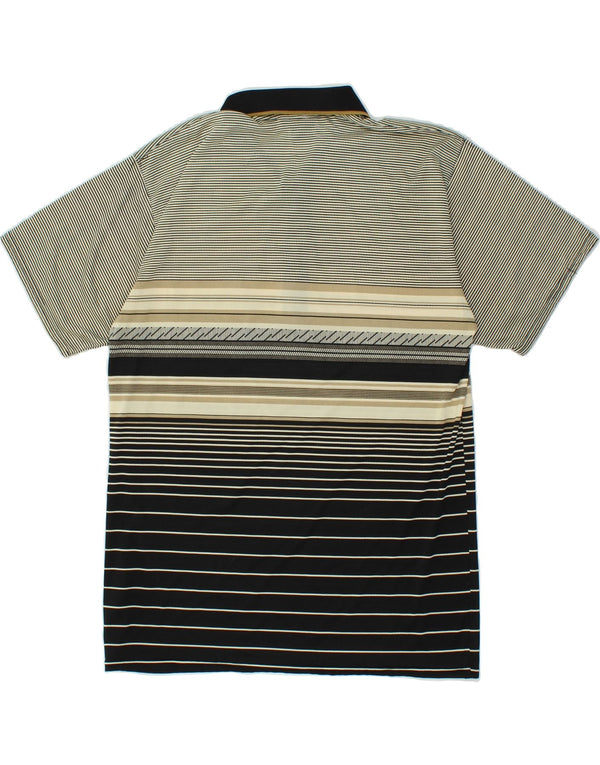 Polo da uomo VINTAGE in poliestere a righe grigio medio