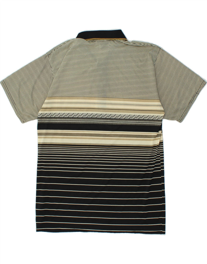 Polo da uomo VINTAGE in poliestere a righe grigio medio