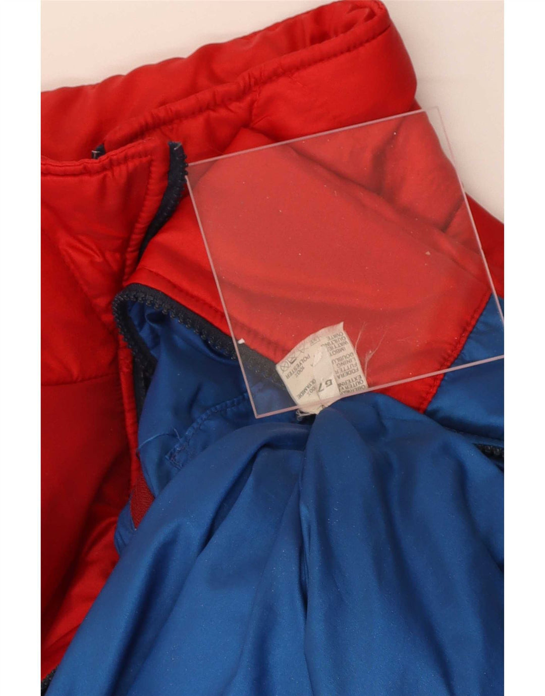 Giacca imbottita da uomo vintage UK 38 poliammide color block rosso medio