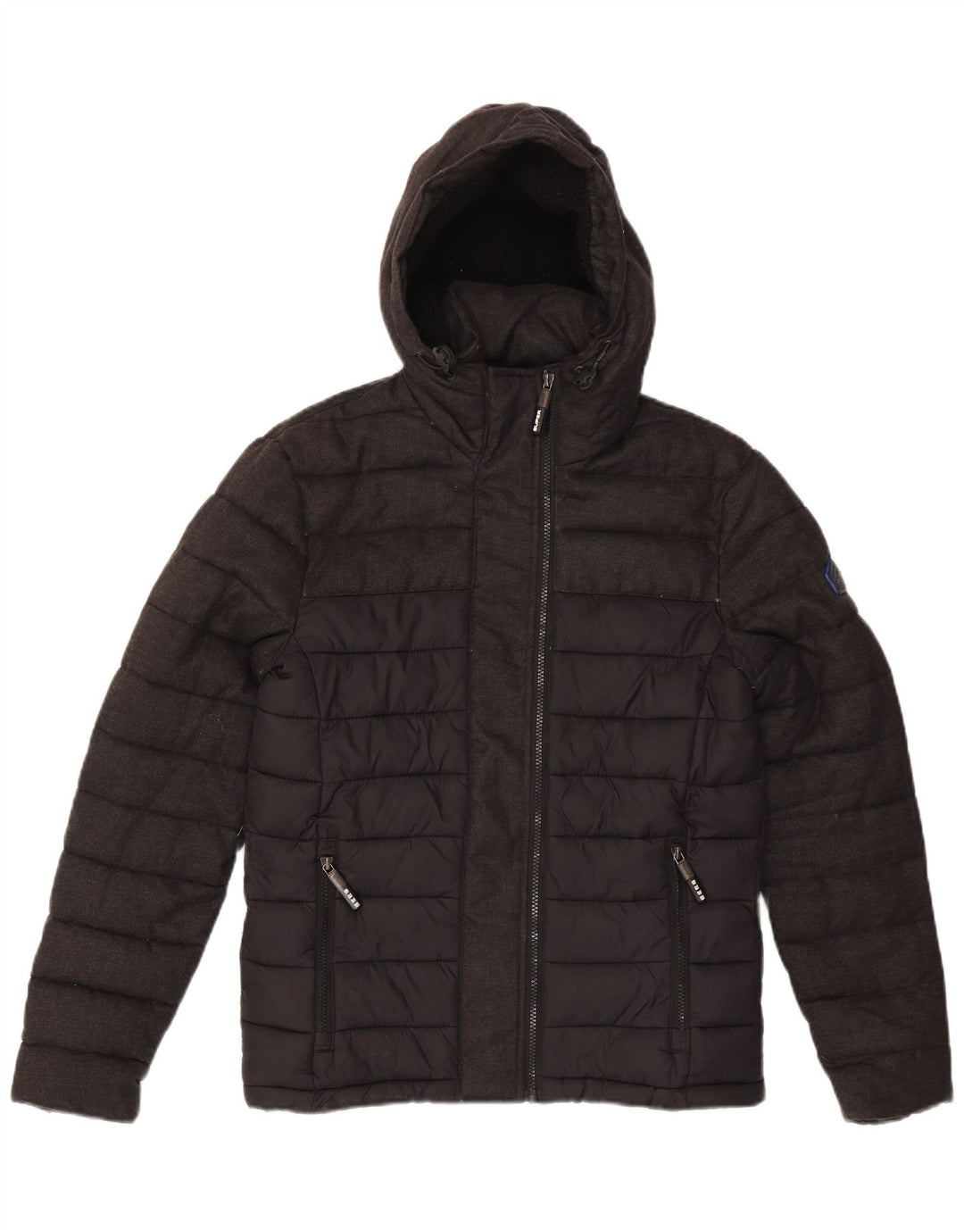Giacca imbottita con cappuccio da uomo Superdry UK 36 Small Poliestere grigio